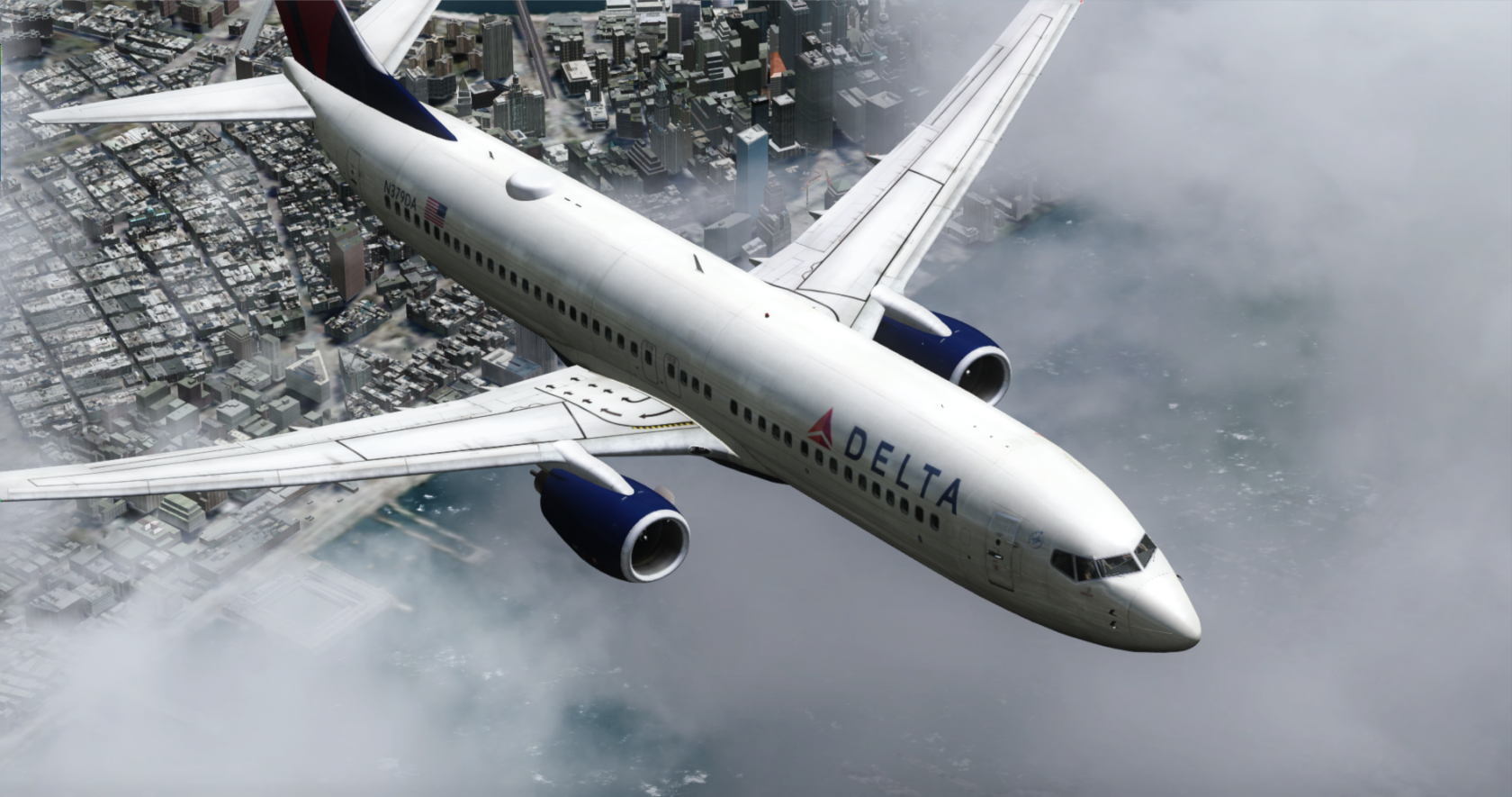 Delta flying over NYC